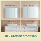 Mirror cabinet - Bathroom cabinet with 3 doors and storage compartments