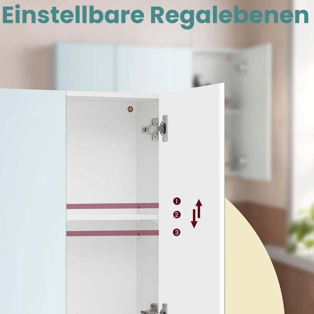 Mirror cabinet - Bathroom cabinet with 3 doors and storage compartments