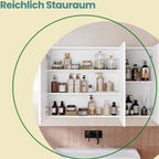 Mirror cabinet - Bathroom cabinet with 3 doors and storage compartments