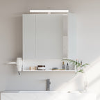 Bathroom furniture with LED lighting, sockets, hanging basket