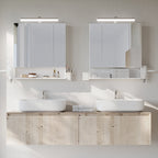 Bathroom furniture with LED lighting, sockets, hanging basket