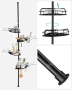 4-layer corner shower truck-Span pole-without drilling-ink-black