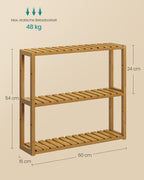 Bath rack with 3 adjustable shelves - 15x60x54 cm - coffee brown