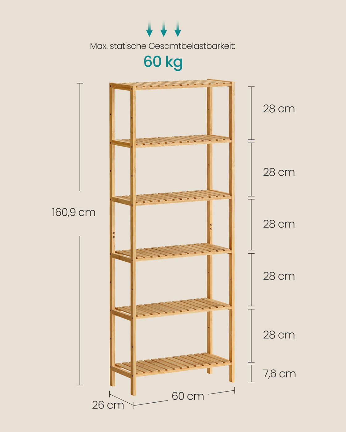 Bamboo plank with six levels