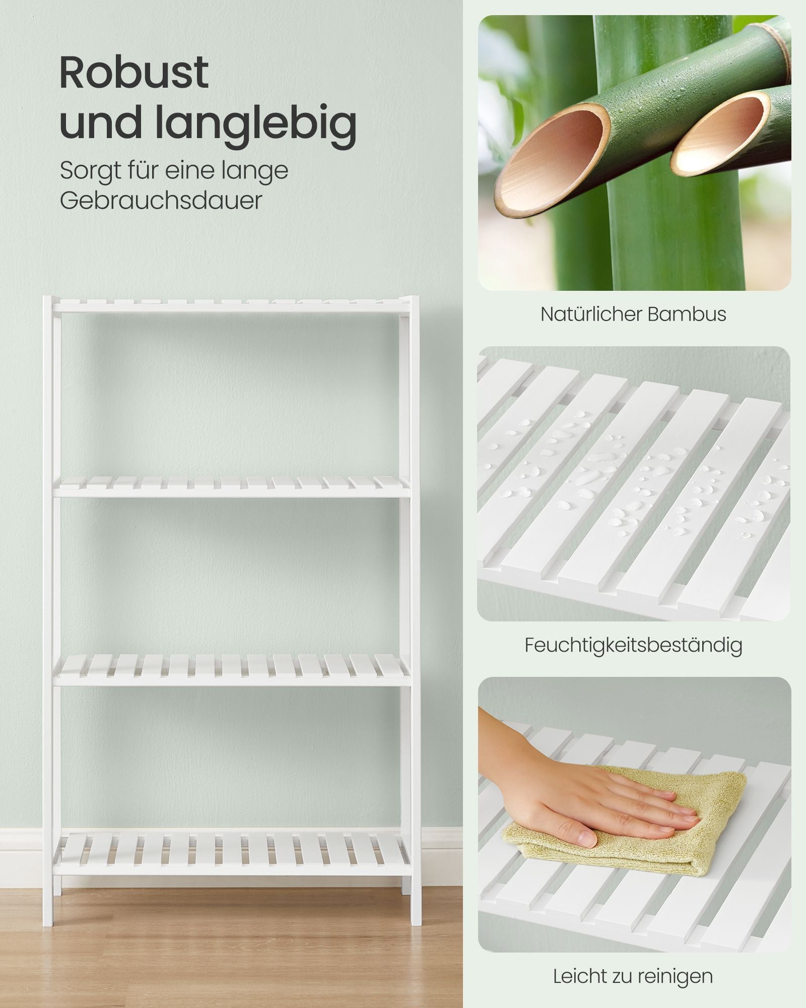 Bamboo bathroom board 26 x 60 x 100 cm white