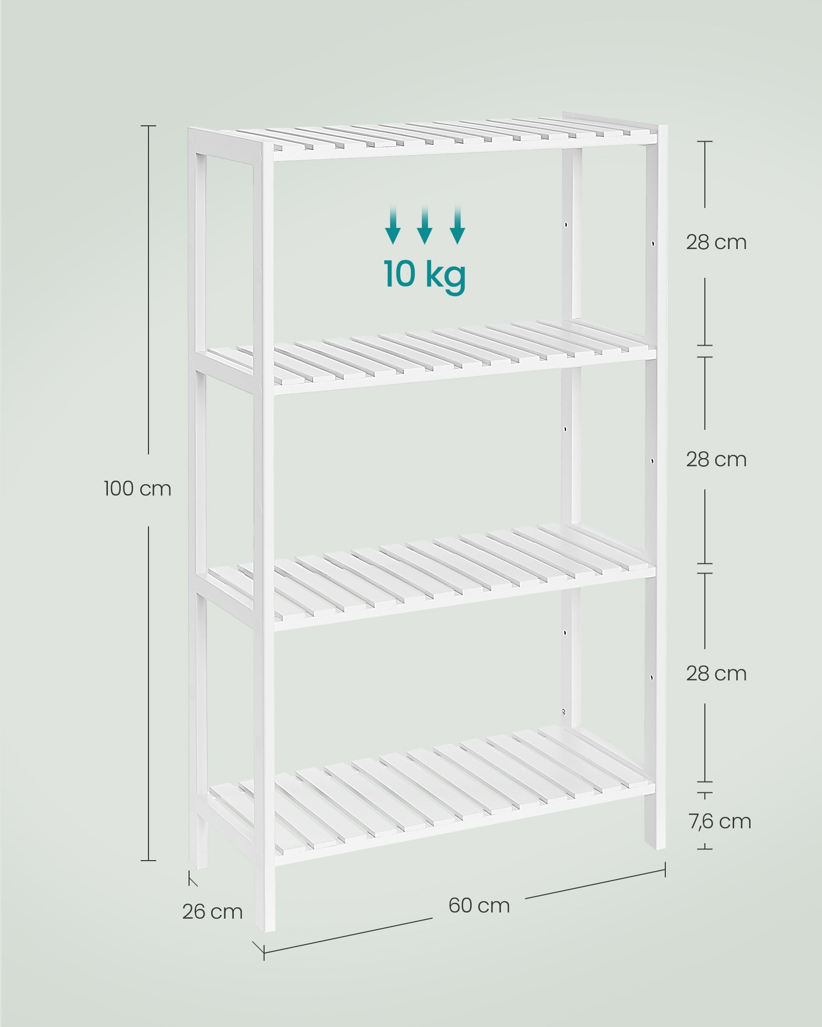 Bamboo bathroom board 26 x 60 x 100 cm white