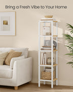 Bamboo bathroom rack - 5 layers - Cloudy White & Natural Beige