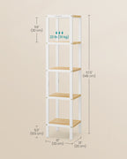 Bamboo bathroom rack - 5 layers - Cloudy White & Natural Beige