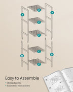 Bamboo bathroom rack - 5 layers - Cloudy White & Natural Beige