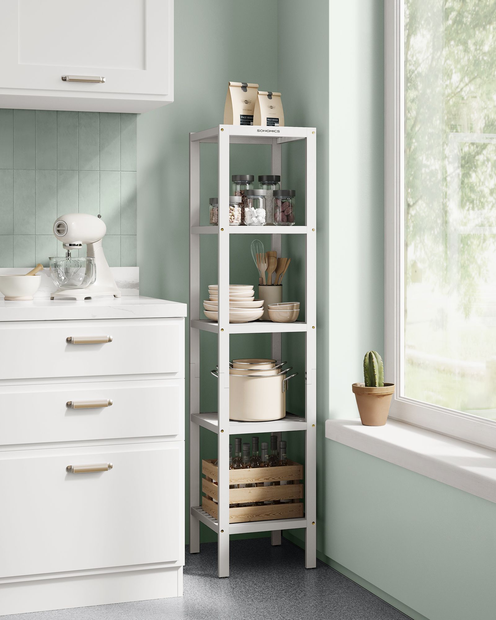 Bathroom shelf - narrow - with 5 levels - Wolkwit