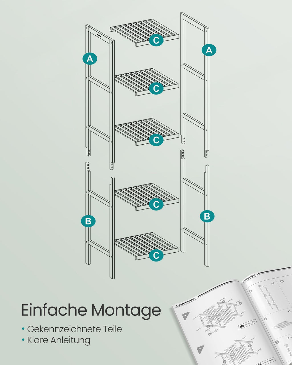 Bathroom shelf - narrow - with 5 levels - Wolkwit