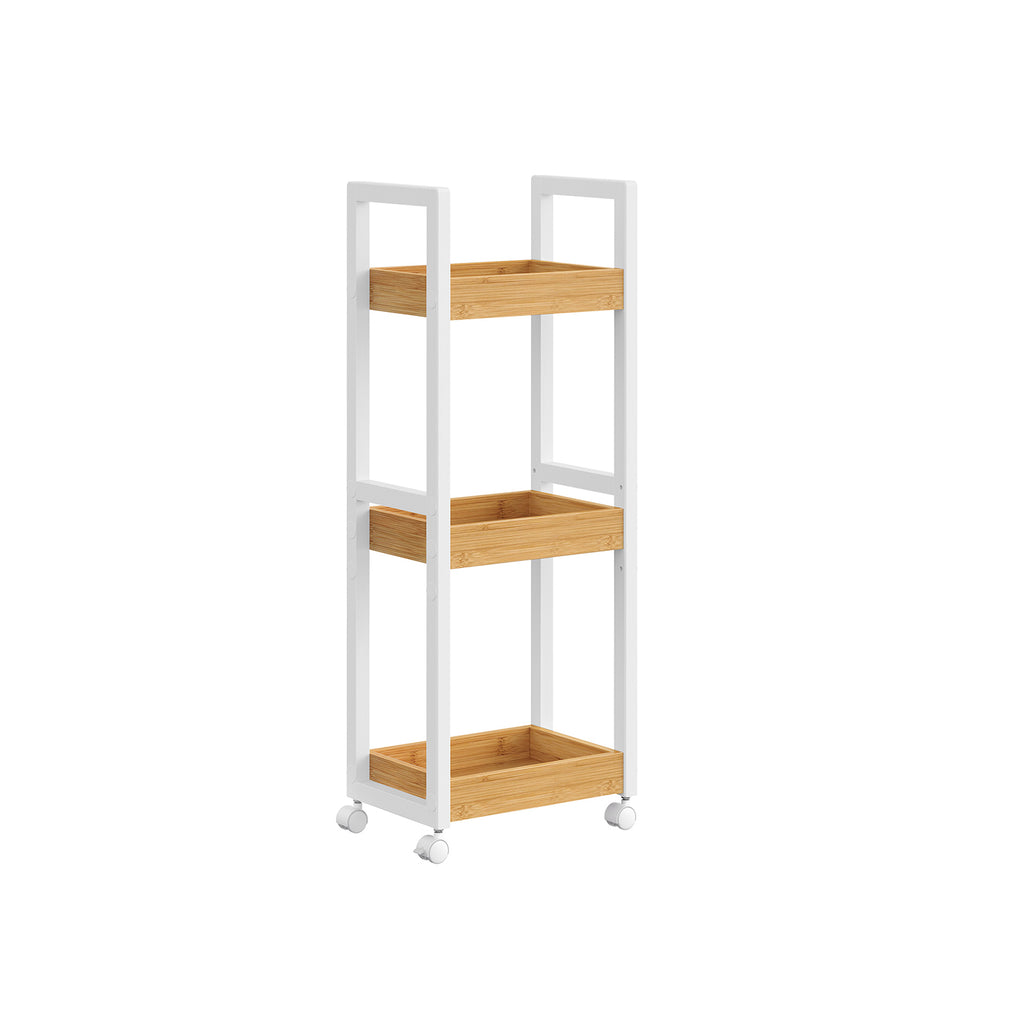 Bathroom shelf-with 3 levels-narrow-space-saving-white-nature color