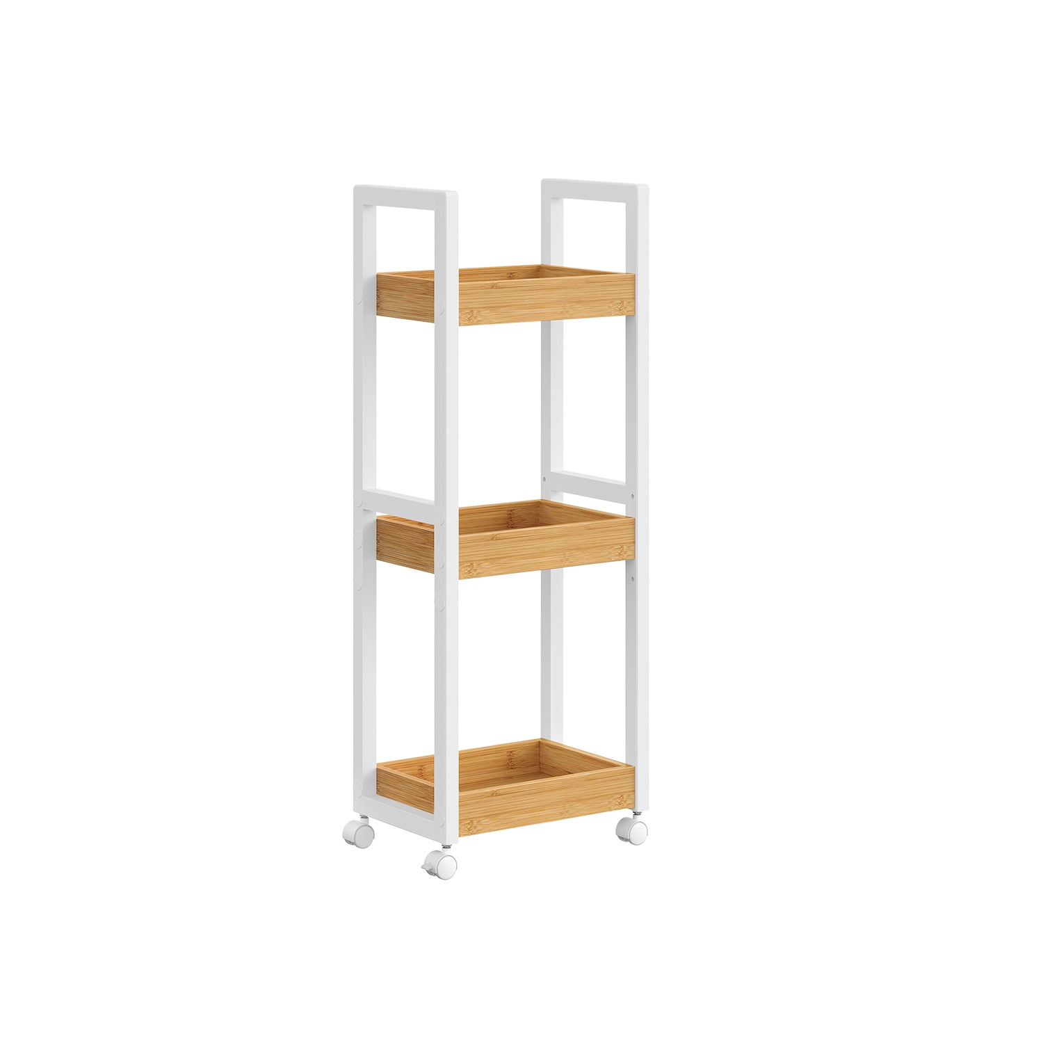 Bathroom shelf-with 3 levels-narrow-space-saving-white-nature color