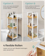 Bathroom shelf-with 3 levels-narrow-space-saving-white-nature color