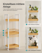 Bathroom shelf-with 3 levels-narrow-space-saving-white-nature color