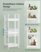 Bathroom shelf - with 3 levels - narrow - space -saving - white