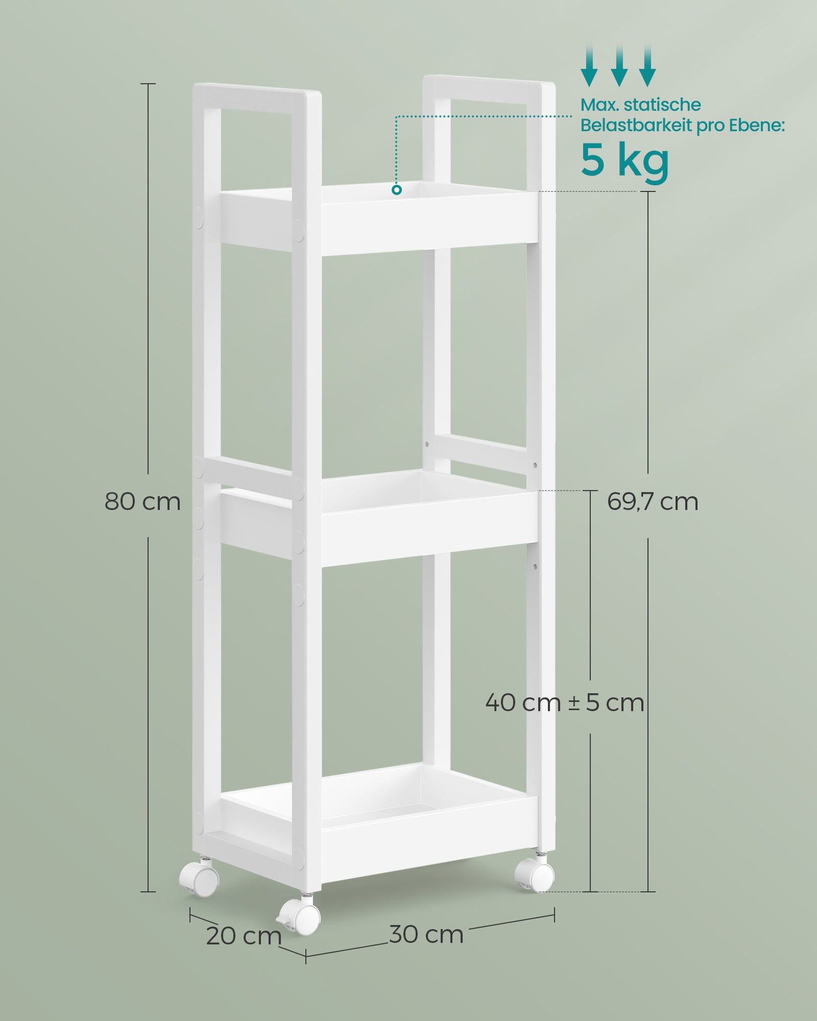 Bathroom shelf - with 3 levels - narrow - space -saving - white
