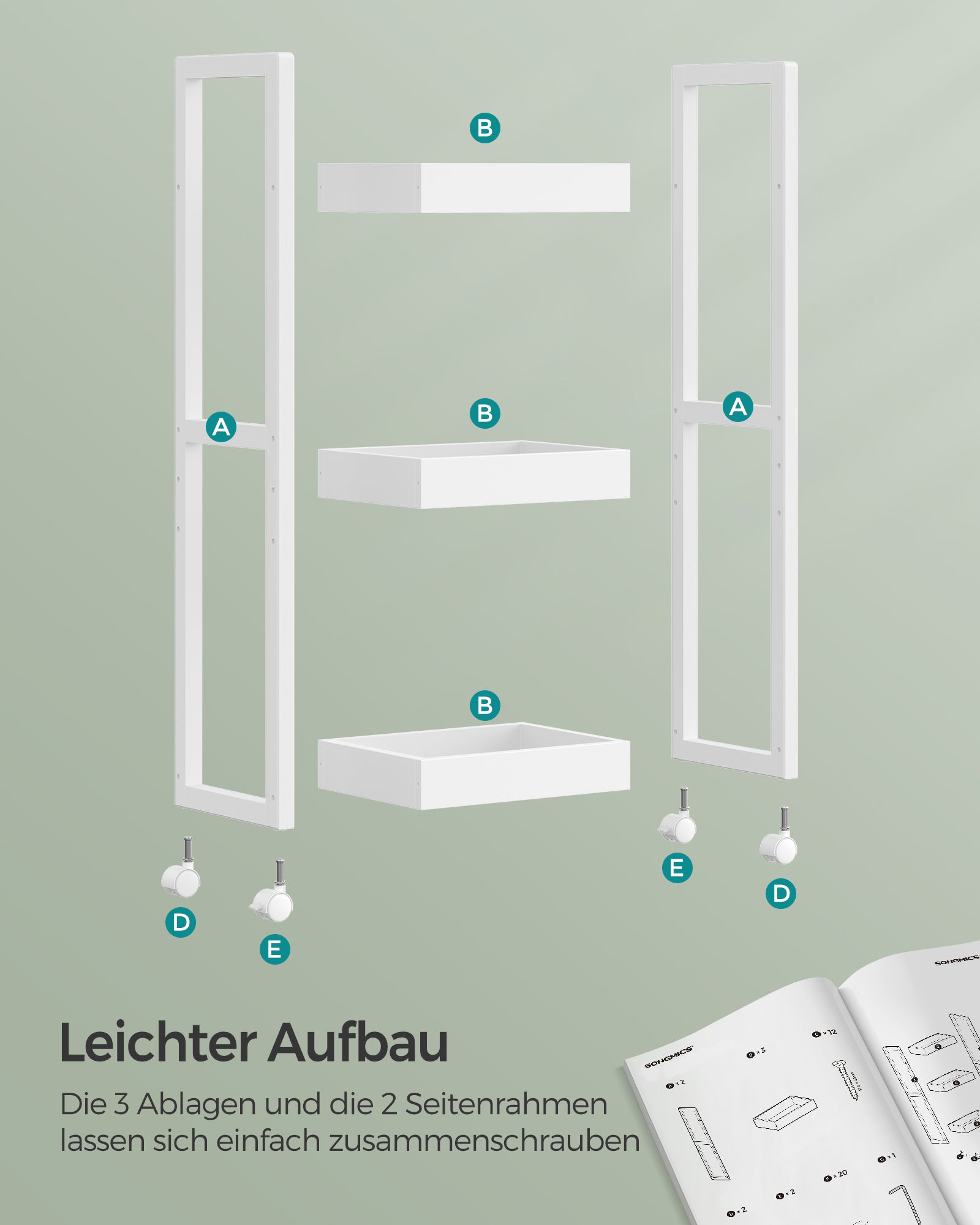 Bathroom shelf - with 3 levels - narrow - space -saving - white