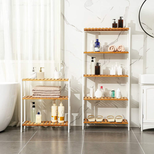 Shoe rack - bamboo shoe shelf - also as a plant rack or bathroom rack - white