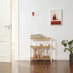 Shoe rack - bamboo shoe shelf - also as a plant rack or bathroom rack - white