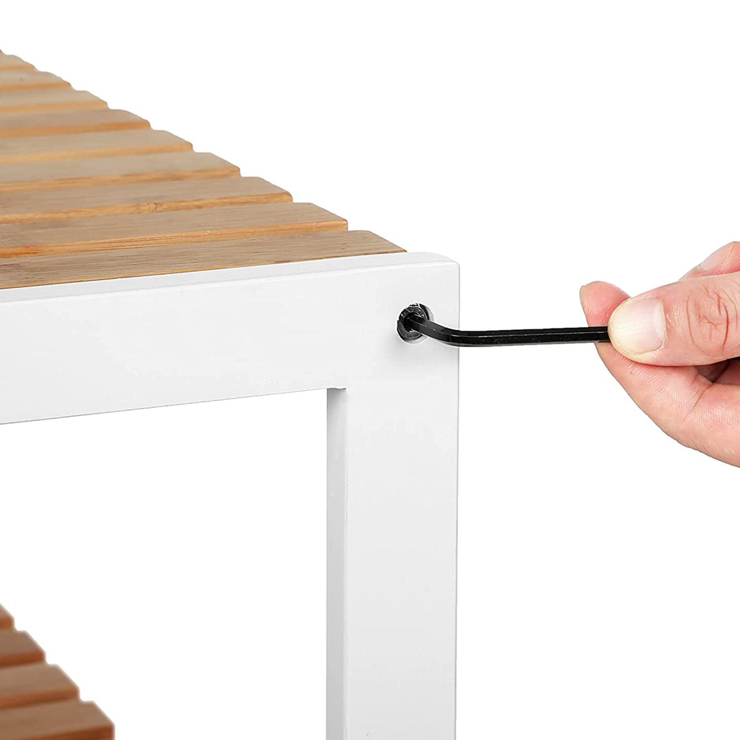 Shoe rack - bamboo shoe shelf - also as a plant rack or bathroom rack - white