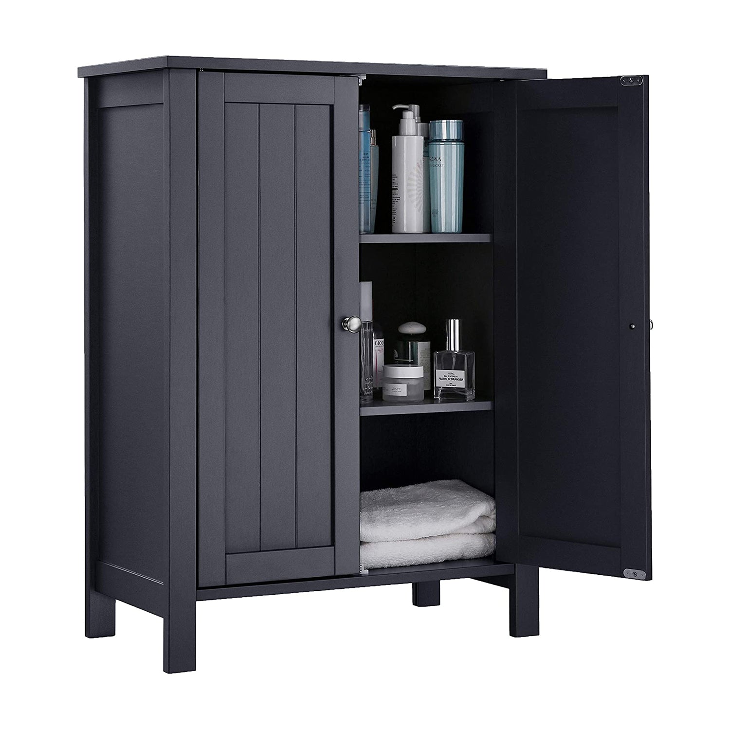 Bathroom cabinet - Storage cupboard - With 2 adjustable shelves - 2 doors - Gray