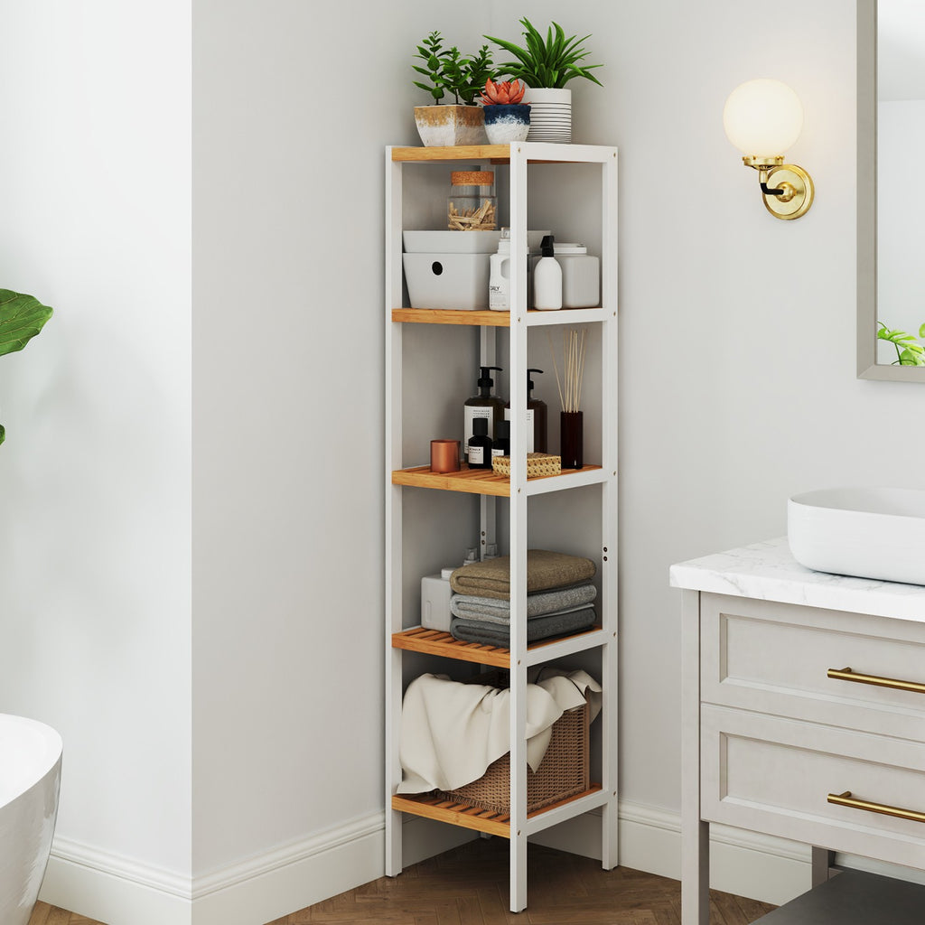 Bathroom board 5 levels, narrow shelf standing, multifunctional storage rack