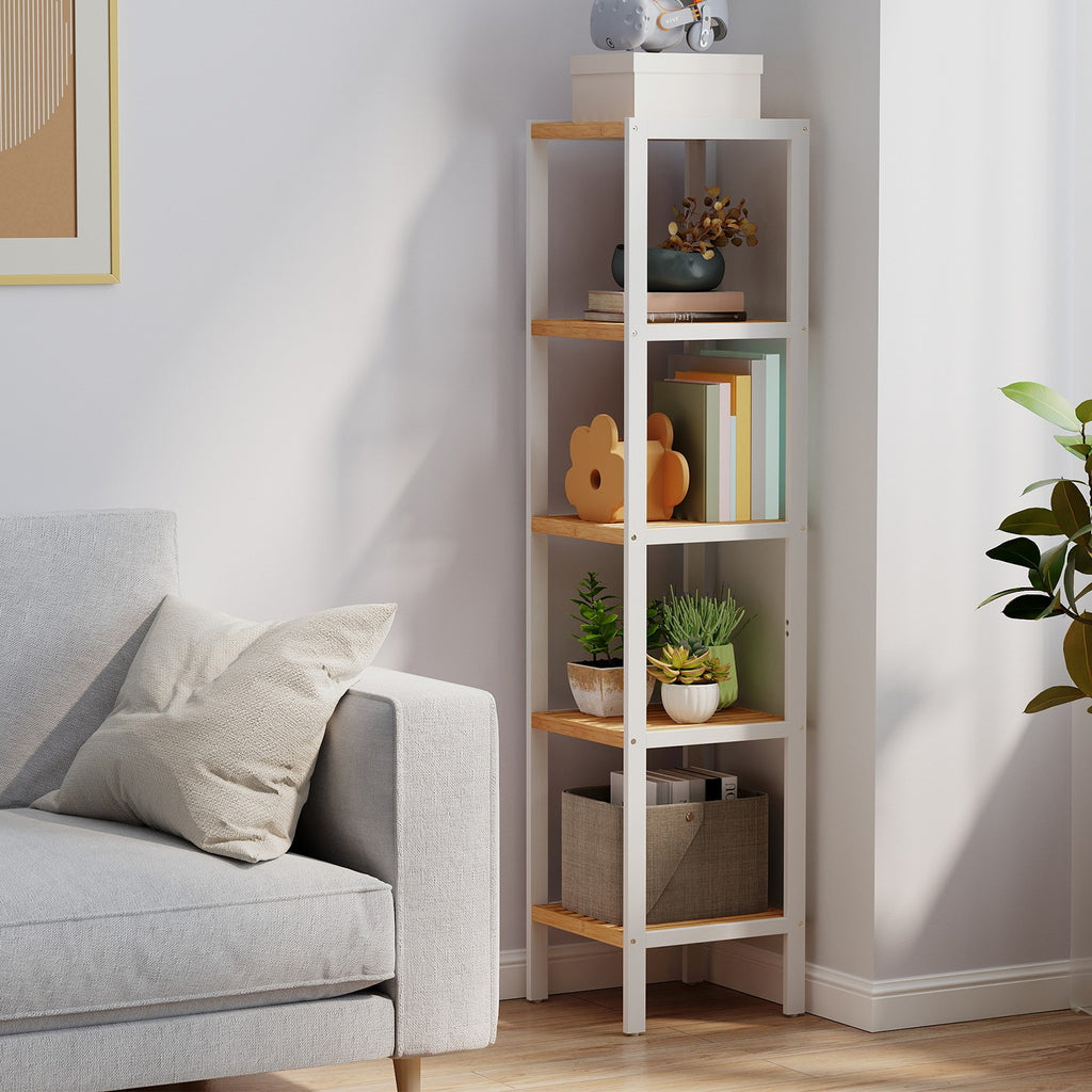 Bathroom board 5 levels, narrow shelf standing, multifunctional storage rack