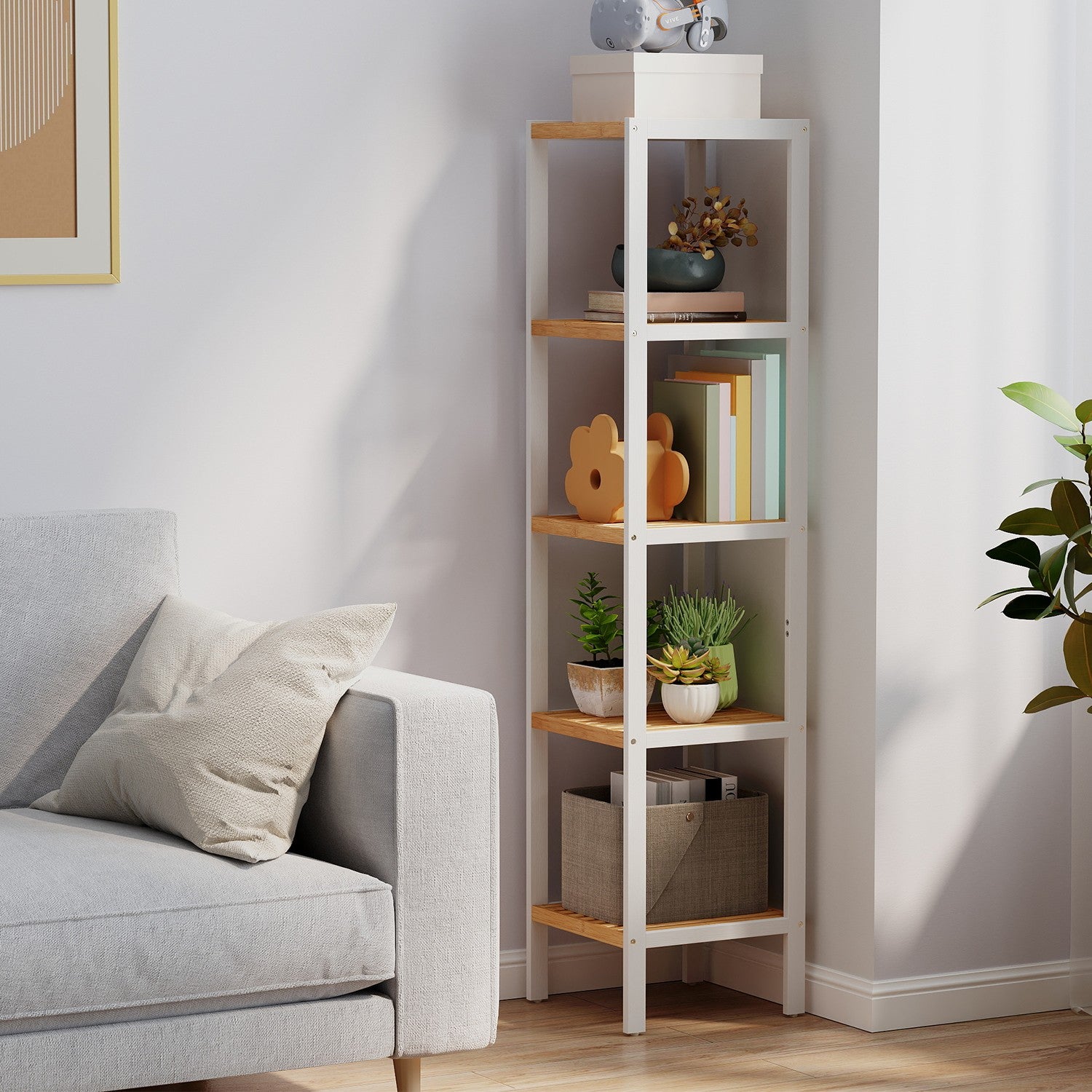 Bathroom board 5 levels, narrow shelf standing, multifunctional storage rack