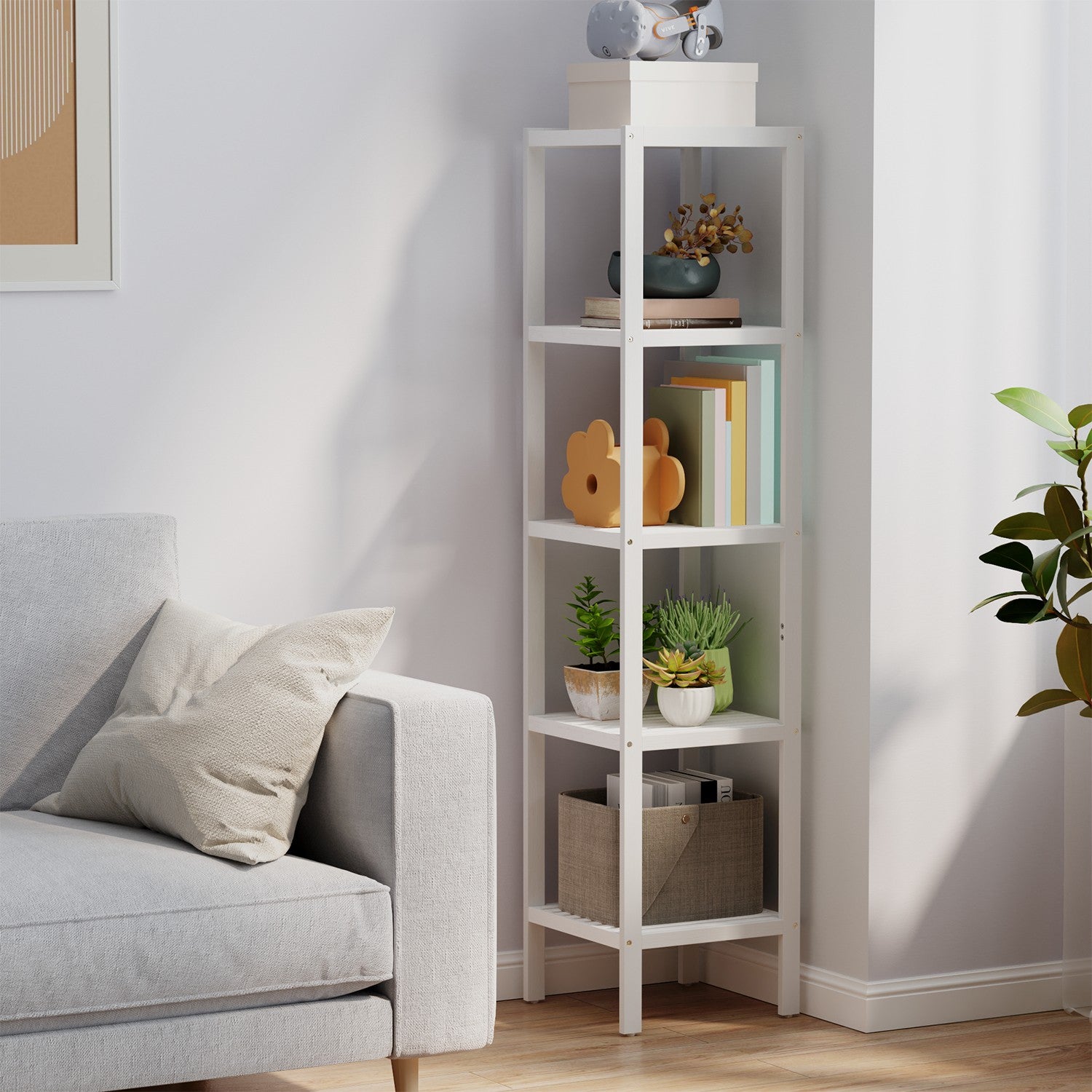 Bathroom board 5 levels, narrow shelf standing, multifunctional storage rack