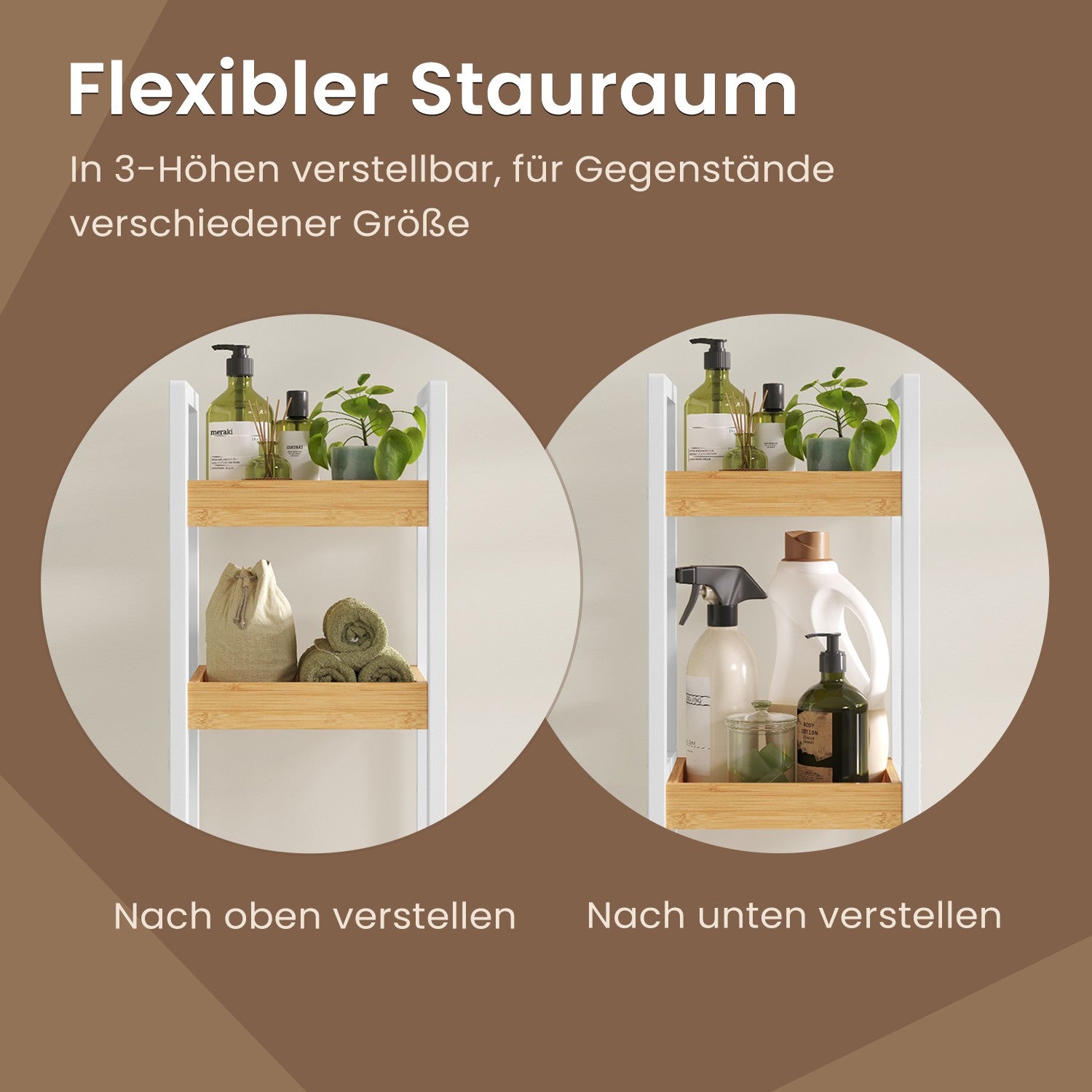Trolley, bathroom shelf, nisplank bamboo