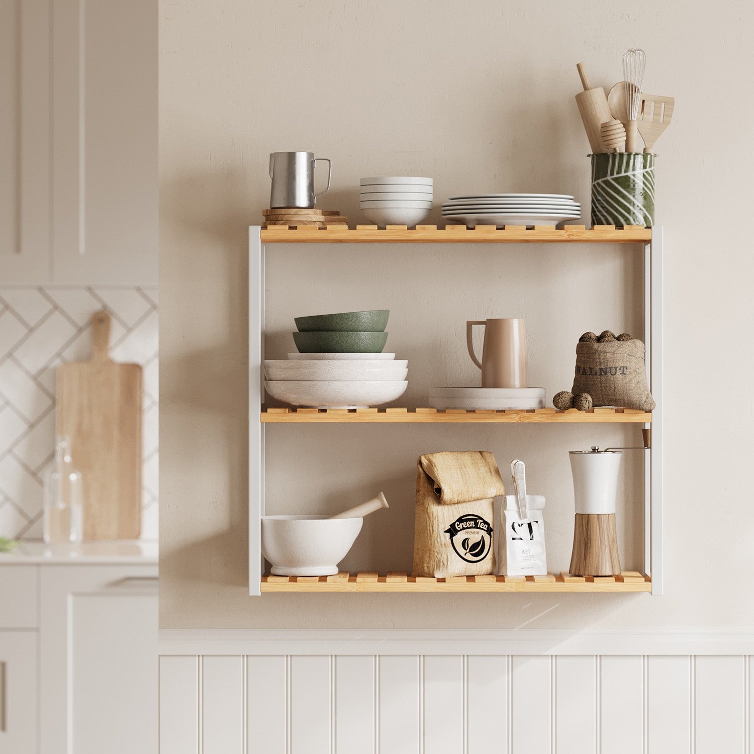 Bathroom shelf, bathroom shelf, plant shelf with 3 adjustable shelves
