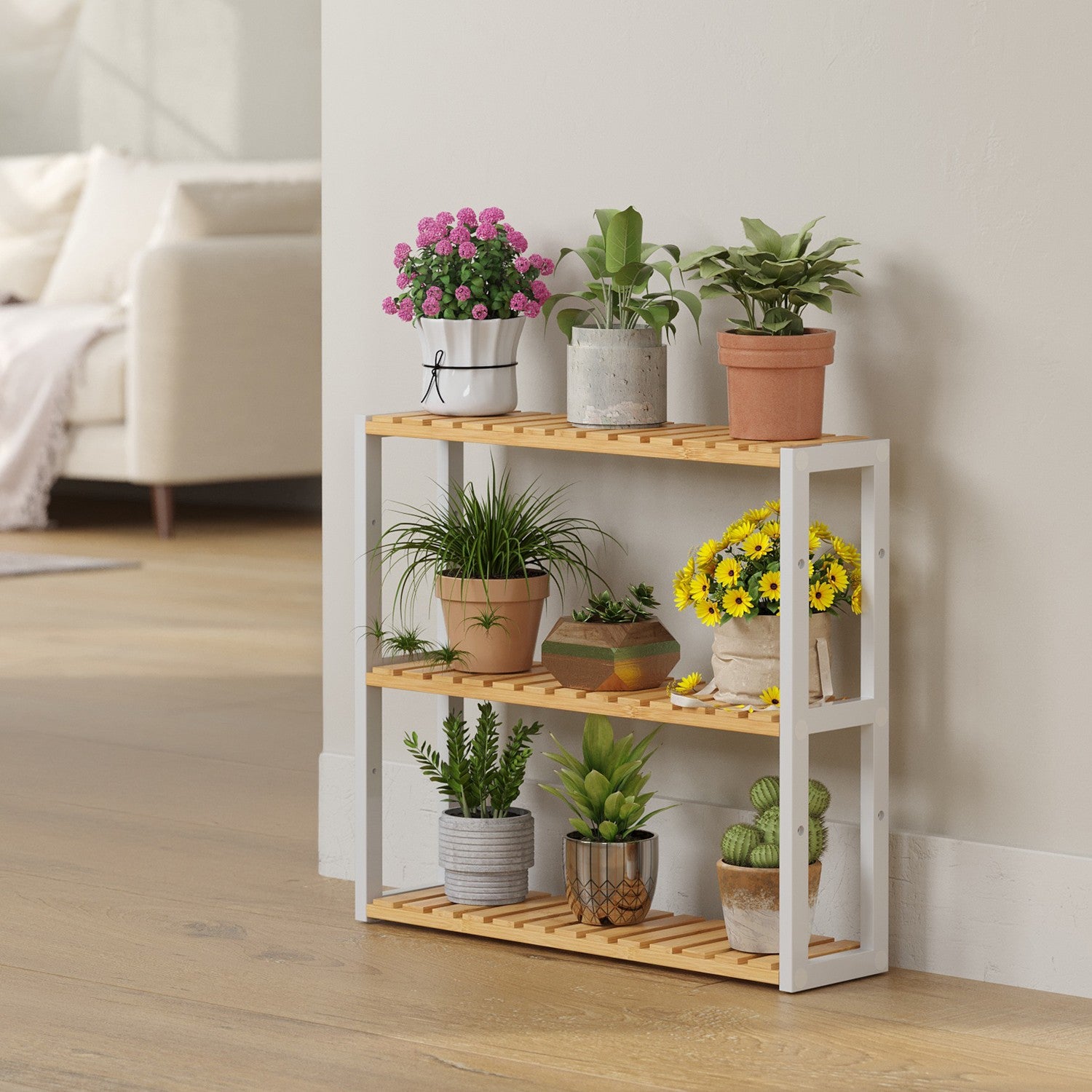 Bathroom shelf, bathroom shelf, plant shelf with 3 adjustable shelves