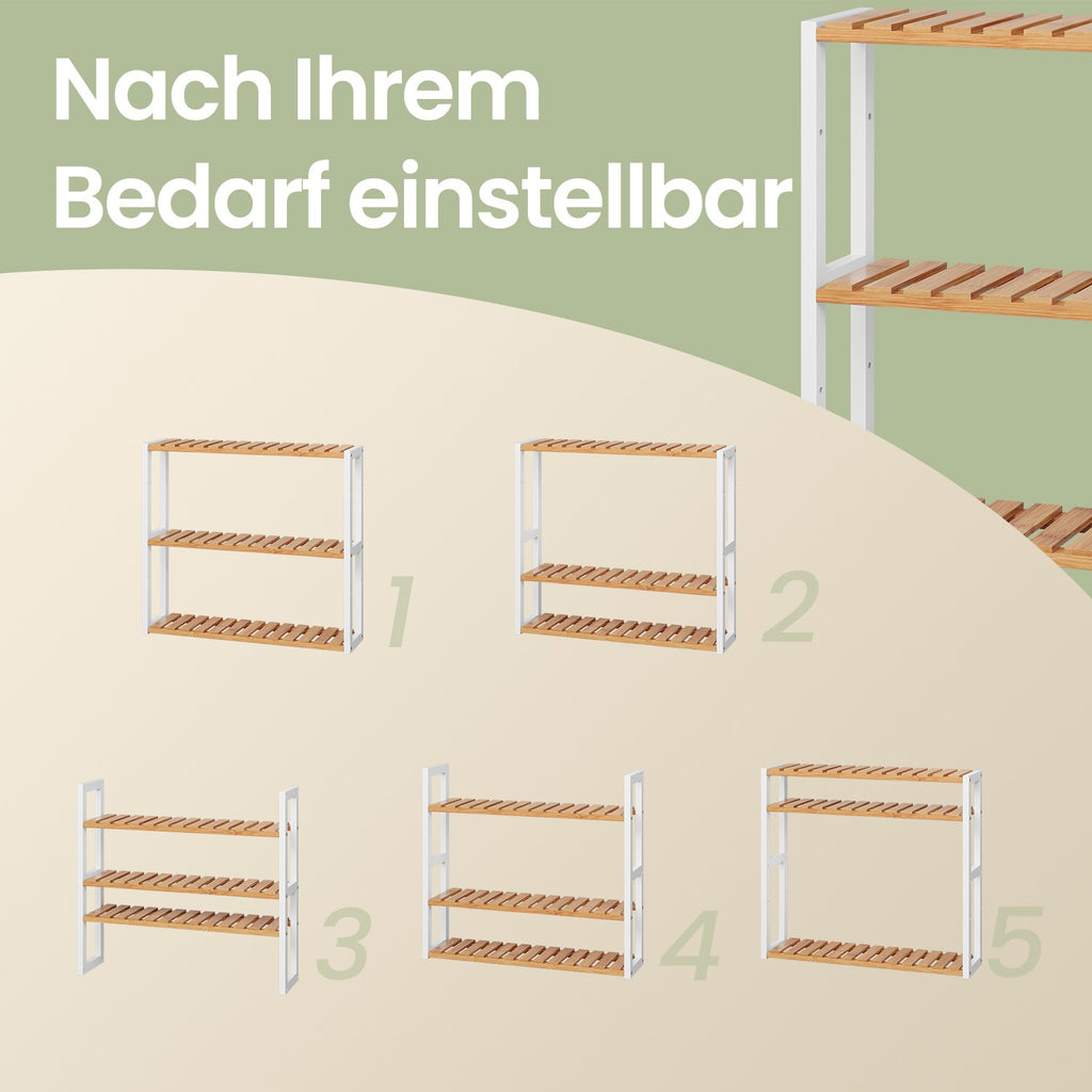 Bathroom shelf, bathroom shelf, plant shelf with 3 adjustable shelves