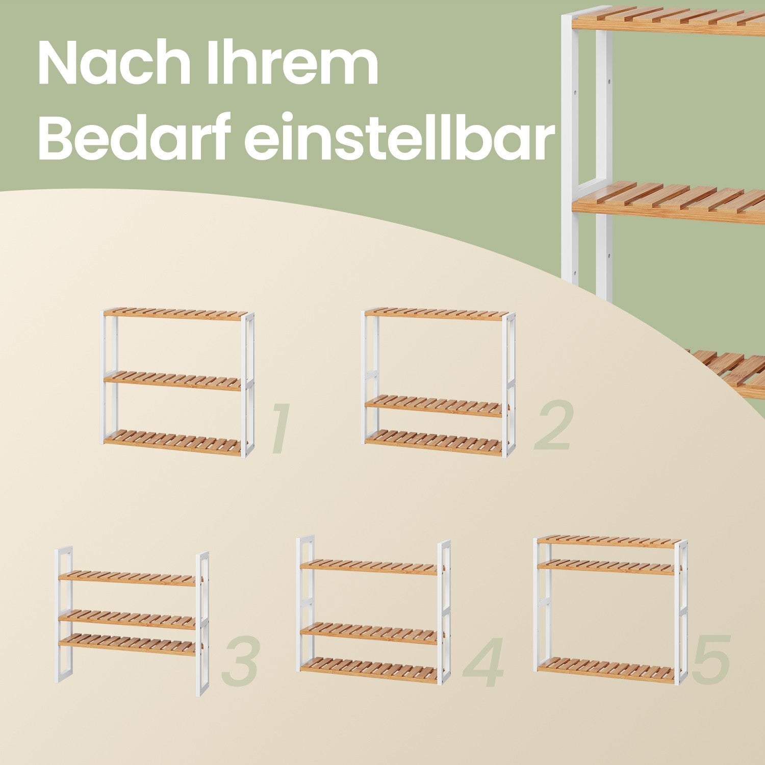 Bathroom shelf, bathroom shelf, plant shelf with 3 adjustable shelves