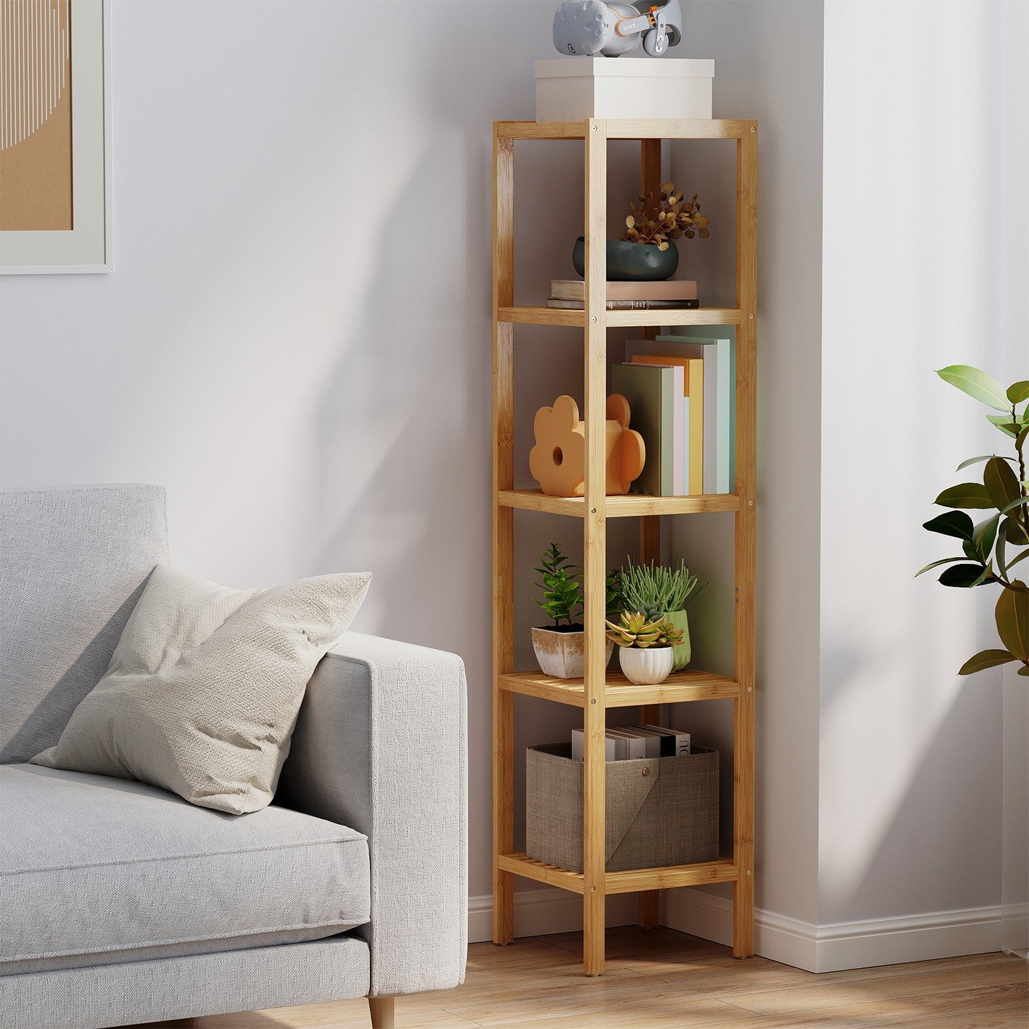 Bathroom board 5 levels, narrow shelf standing, multifunctional storage rack