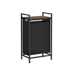 Laundry basket - with plank - ink black and vintage brown