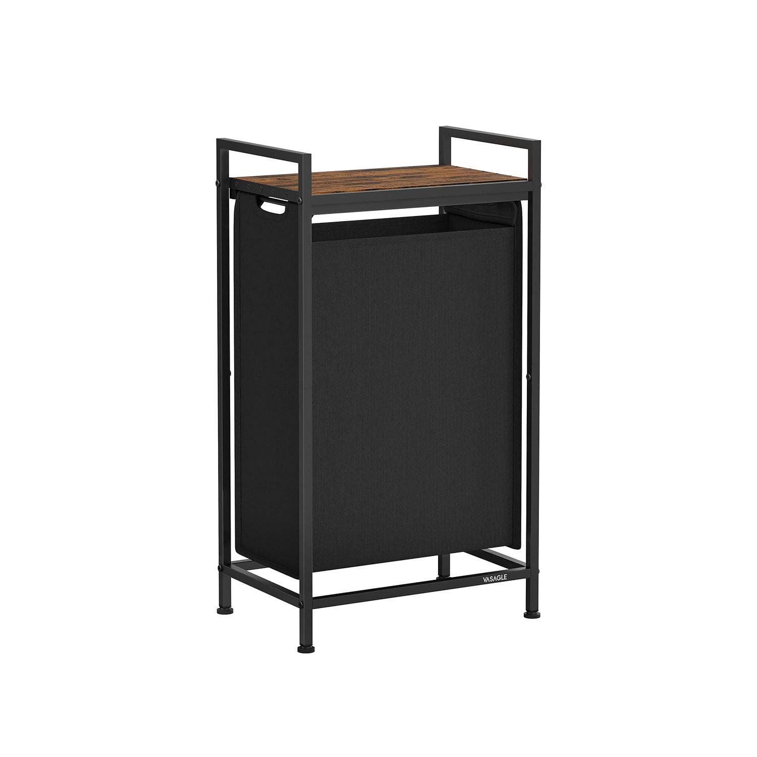Laundry basket - with plank - ink black and vintage brown