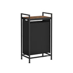 Laundry basket - with plank - ink black and vintage brown