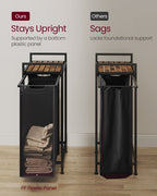Laundry basket - with plank - ink black and vintage brown