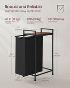Laundry basket - with plank - ink black and vintage brown