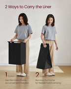 Laundry basket - with plank - ink black and vintage brown