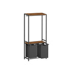 Laundry basket-with coat rack-2 compartments-vintage brown-classic black