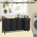 Laundry basket with 4 compartments - Fabis collector with board, large washing box