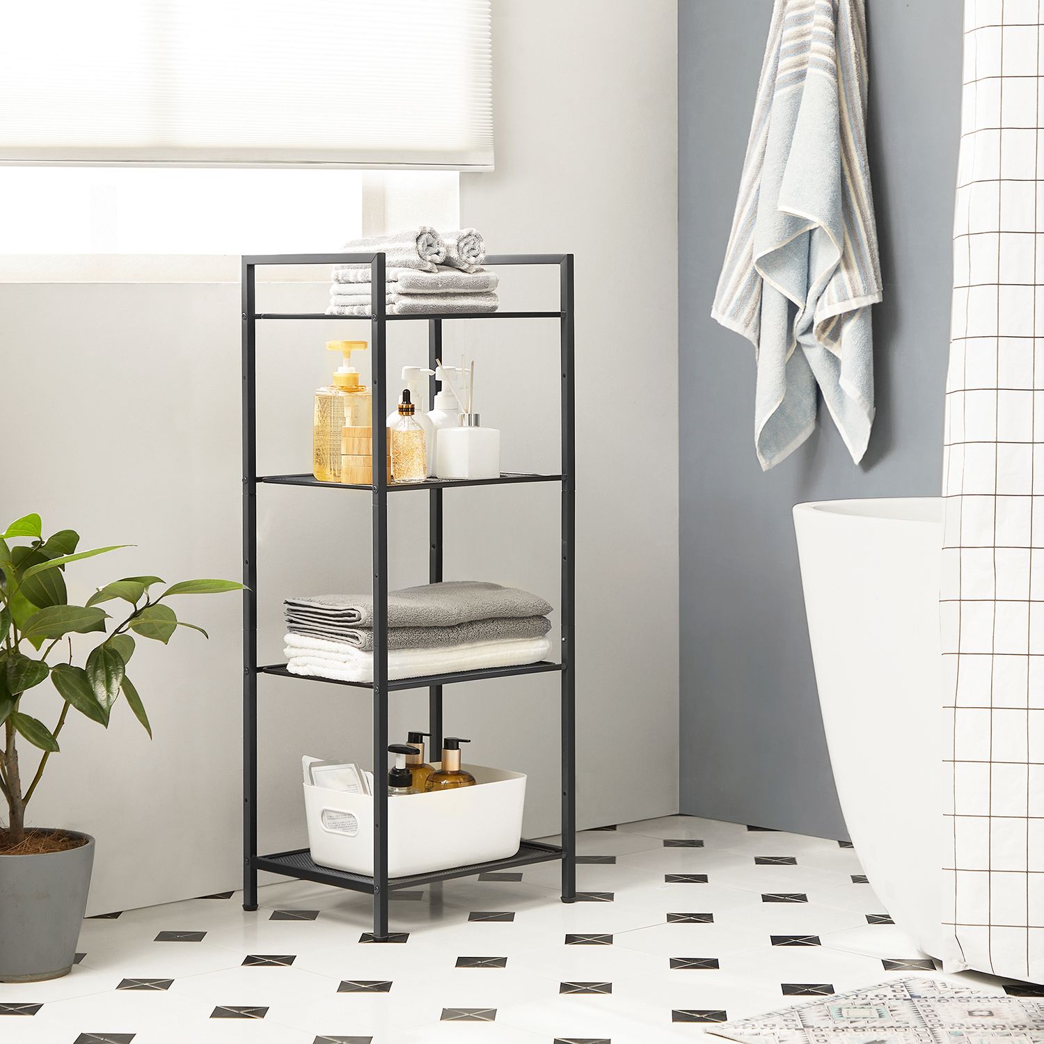 Bathroom rack - Standing rack - Plant rack - Bathroom cabinet - Black