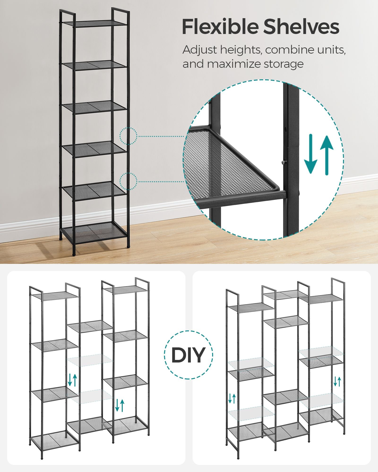 Bathroom shelf - with adjustable shelves - metal