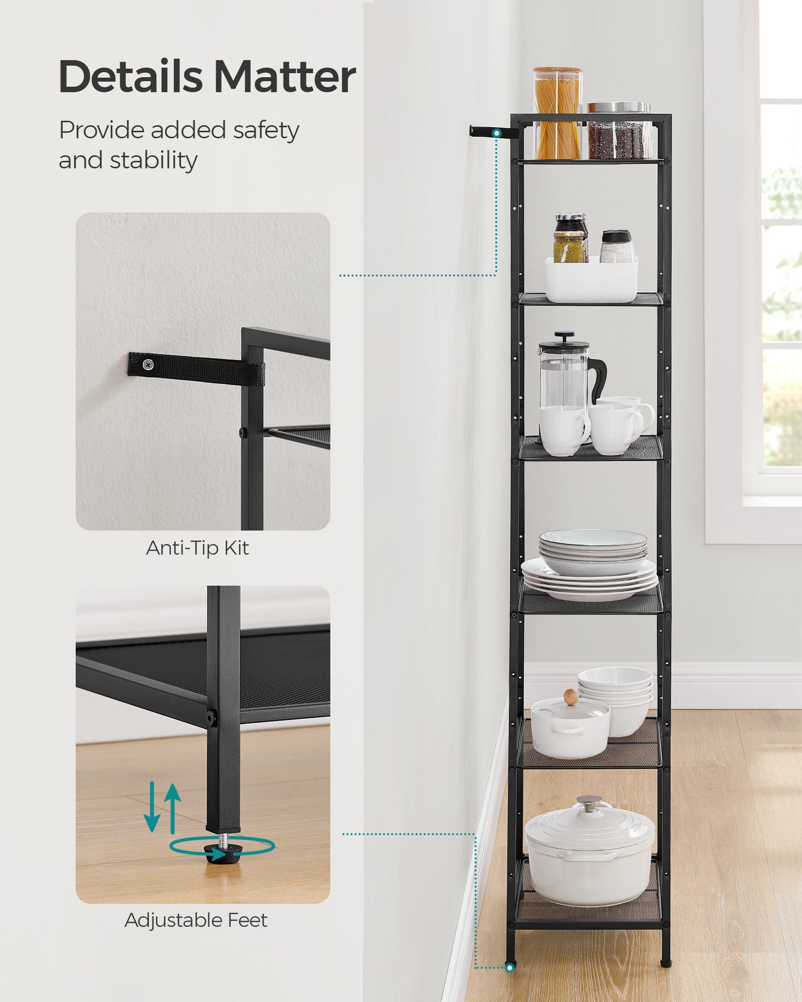 Bathroom shelf - with adjustable shelves - metal