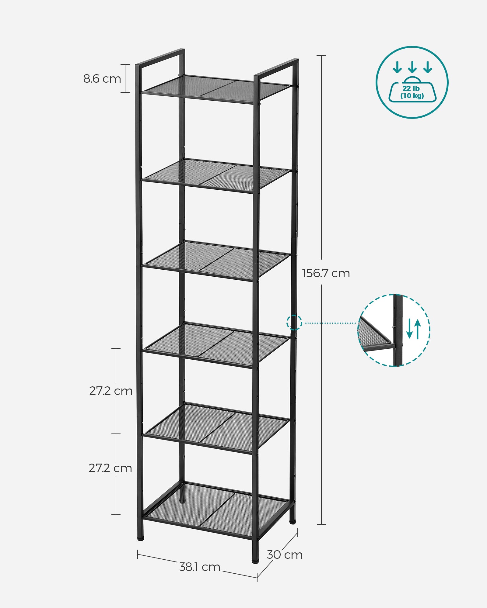 Bathroom shelf - with adjustable shelves - metal