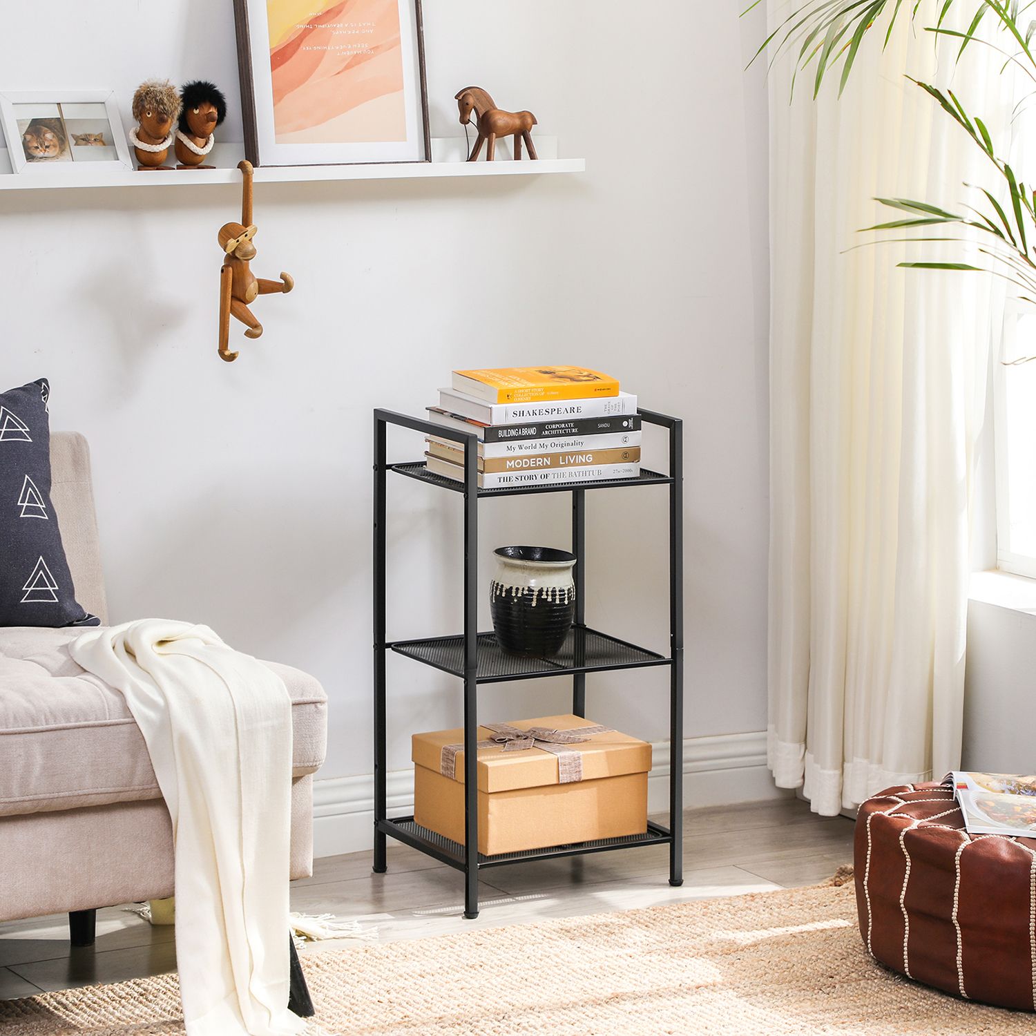 Side table - Bathroom rack - Bathroom shelf - Kitchen shelf - Black