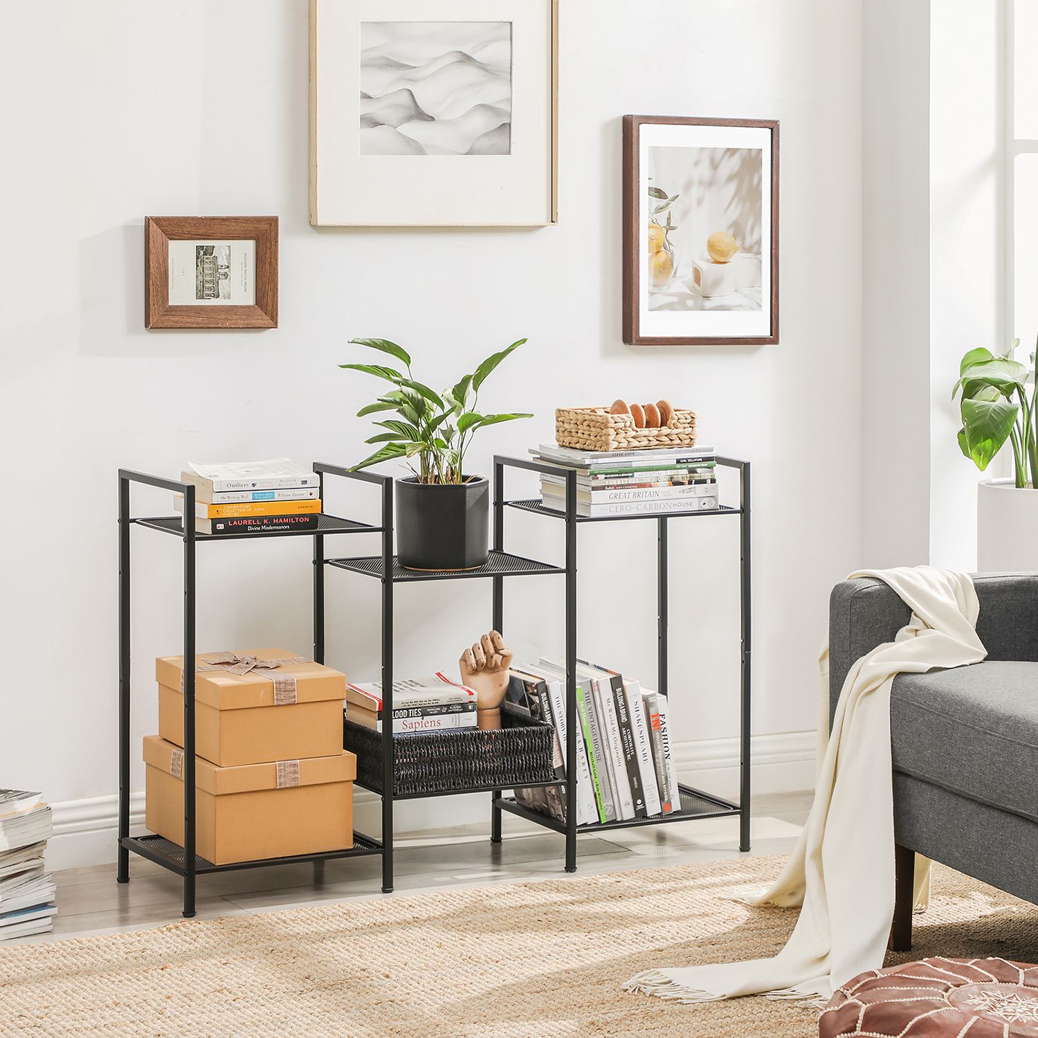Side table - Bathroom rack - Bathroom shelf - Kitchen shelf - Black